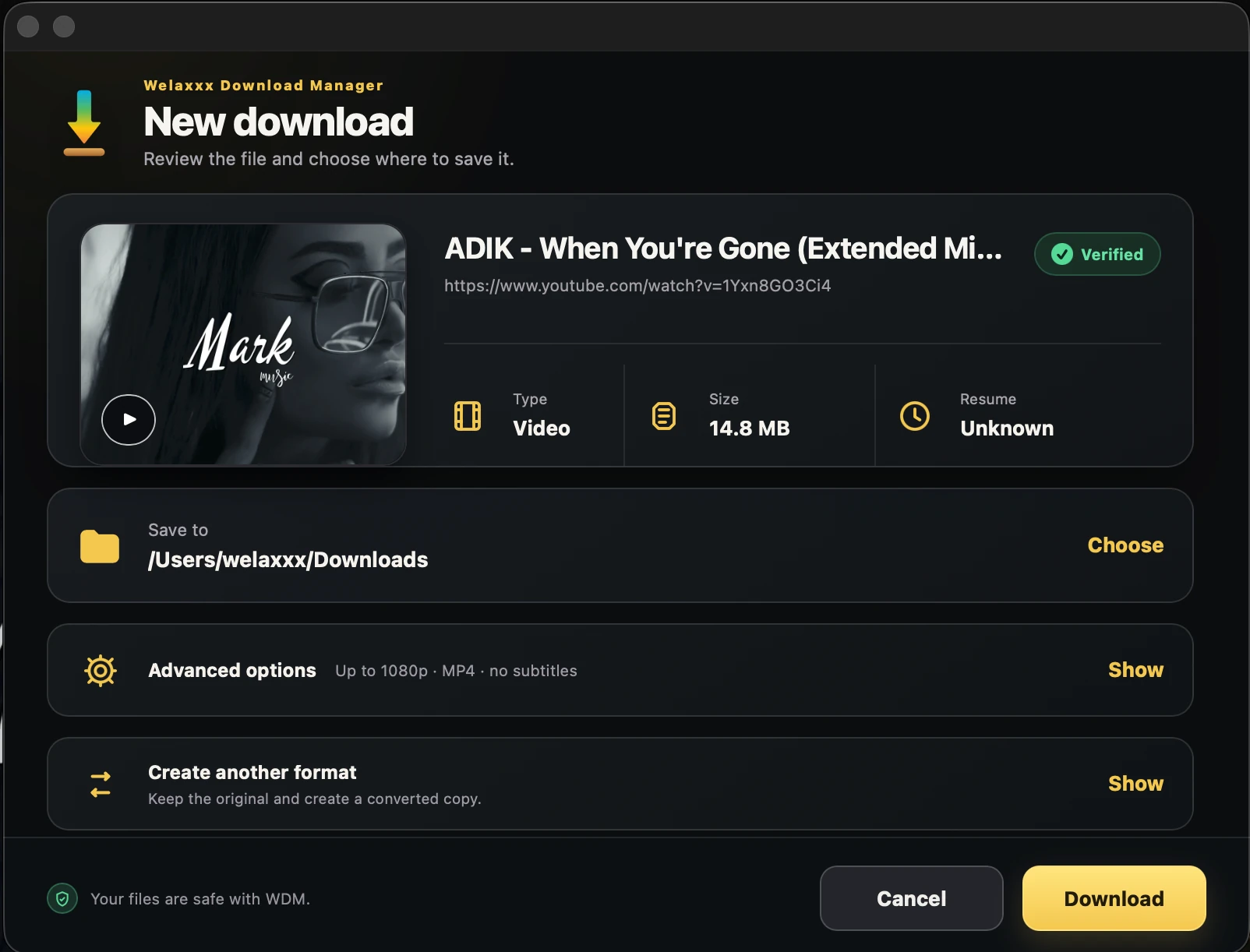 WDM 2.0 new download confirmation
